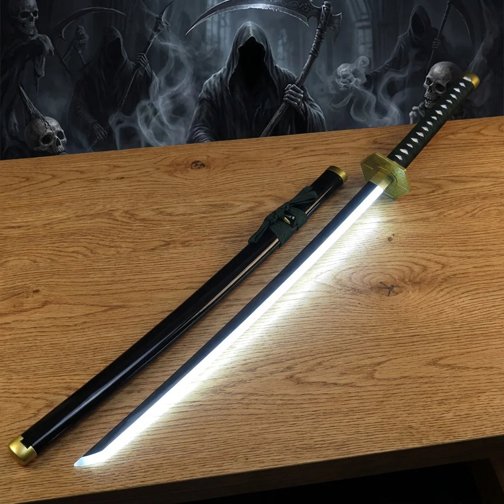 39inch Light Aizen Sousuke Katana Luminous Bleach Knife Anime Real Size Japanese Samurai Sabre Cosplay Prop Home Decor Toy Gifts