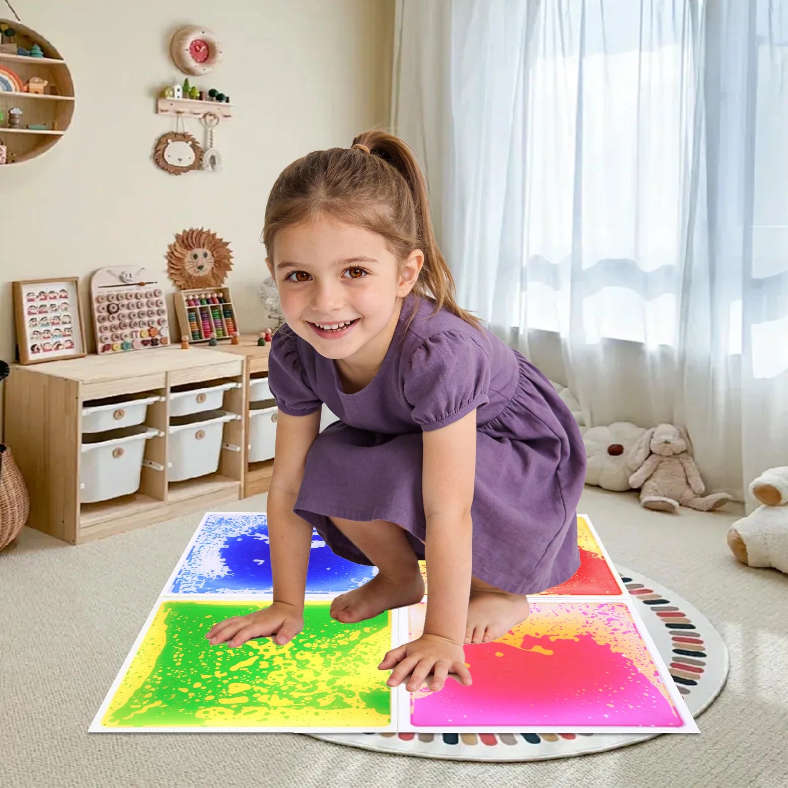 Sensory Tiles Liquid Safe Soft for Toddler Preschool Kids Sensory Play Fun