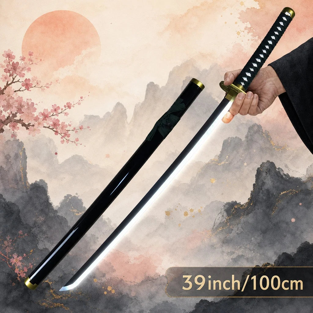 39inch Light Aizen Sousuke Katana Luminous Bleach Knife Anime Real Size Japanese Samurai Sabre Cosplay Prop Home Decor Toy Gifts